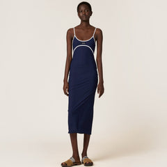 MiuMiu Women's Summer Solid Color Cotton Slim-fit Stretch Tank Dress #77478