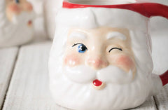 Vintage Inspired Santa Mugs, Set of 4