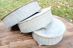 Distressed Metal Round Risers, Set of 3