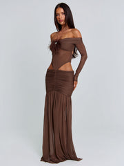 Angelae Maxi Dress Chocolate Brown