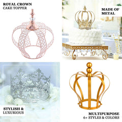 Metal Royal Crown Cake Topper Gold - Sophisticated Wedding Cake Centerpiece Decor for Themed Events 9"