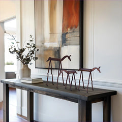 Forged Iron Horse Statues, Set of Three