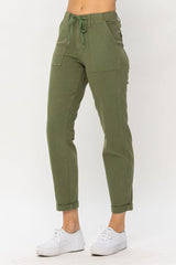 Judy Blue "Jessie" High Waist Olive Green Denim Jogger