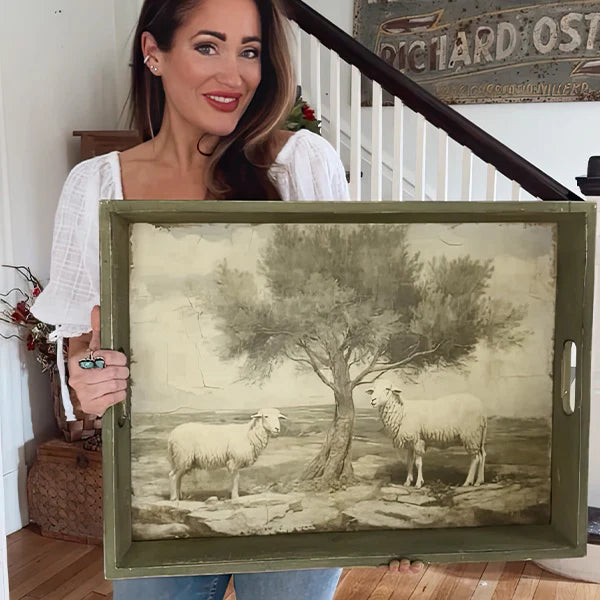 Pastoral Sheep Wood Tray