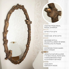 32 Inch Bird Dreams Ornate Oval Mirror