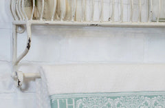 Distressed White Metal Towel Rack