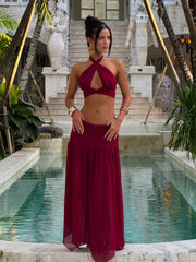 Roel Maxi Skirt Red