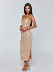 Saela Midi Skirt Beige