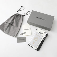 Balenciaga Spring New Product: Passport Aircraft Phone Lanyard Bag Silver And Black Glossy Leather Passport Bag Airline Ticket Wallet Bags #195348