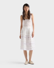 Prada 2026 New Arrival Women's White Lace Spaghetti-strap Tank Top Lightweight Knit Tank Top With Lace Trim Lady Vest #197032