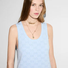 Gucci Women's Spring/Summer Solid Color Jacquard Print Round Neck Short Sleeveless Dress #77162