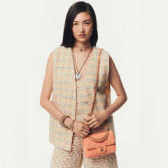 Chanel Women's Spring And Autumn Plaid Tweed Vest Jacket Fashion Temperament Elegant Single Breasted Sleeveless Jacket Ngvp #1577