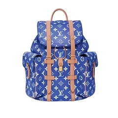 Louis Vuitton Christopher Monogram Taurillon Cow Leather Backpack Lv Men's Backpack With Floral Monogram In Blue Green And Yellow Bags #82792A