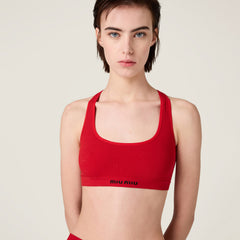 MiuMiu Women's Summer Seamless Racerback Top Elastic Jacquard Short Solid Color Cotton Sleeveless Vest #81272