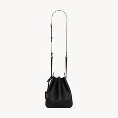 SAINT LAURENT Women's Solid Colour Adjustable Shoulder Strap Leather Drawstring Shoulder Bucket Bag Bags #76825