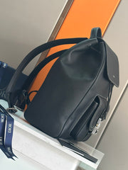 Dior Men's Solid Color Adjustable Shoulder Strap Flap Drawstring Closure Grained Cowhide Shoulder Bag Bags #75297