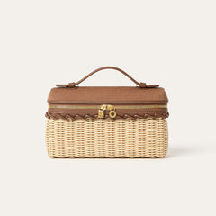 Loro Piana Extra Pocket L19 East-west Wicker Cotton Linen Rattan Multicolor Pattern Spring Summer Collection Top Handle  Bag Bags FAQ9101 #84358A