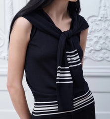 Dior 2026 New Arrival Women's Summer Shawl-neck Striped Knit Tank Top Navy-style Fashionable Simple And Casual Vest Lady #196735