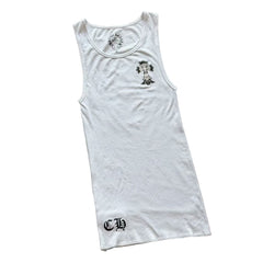 Chrome Hearts Women's Summer Sleeveless Tank Top With Sanskrit Print: Flattering And Slimming 100% Cotton Cross-back Design Vest Lady #195908