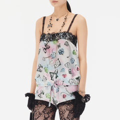 Chanel Women's Summer Fashion Casual Silk Print Patchwork Lace Letter Embroidery Sleeveless Tank Top Vest #78694
