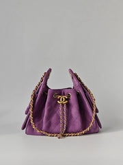 CHANEL 25 Women's Mini Handbag in Suede Calfskin and Gold-Plated Hardware #83167A