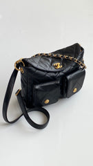 Chanel Supple Twins Women's Solid Color Diamond Pattern Gold Buckle Chain Glossy Cowhide Shoulder Crossbody Bag Bags #76371