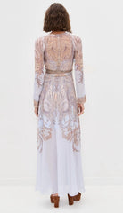 Zimmermann Women's Hypnotic Sheath Summer Round Neck Floral Print Zipper Long Sleeved Mid Waist Dresses #81569