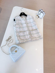 Chanel Métiers D'art Collection Tweed Gold Thread Vest Women's Spring And Summer Short Sleeveless Undershirt Tops Fashionable And Elegant Trend Jacket Ngvp #2222