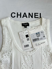 Chanel Women's Summer U-Neck Floral Lace-Up Solid Color Stretch Knit Sleeveless Tank Top Vest #81523