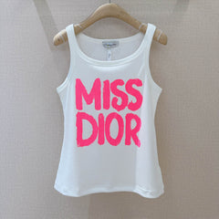 Dior Women's Summer Fashion Casual Crew Neck Pullover Sleeveless Tank Top with Hand-Painted Print and Letter Embellishments Vest #78786