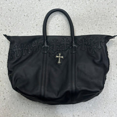 Chrome Hearts 925 Sterling Silver Cross Large Capacity Travel Duffle Bag Elegant Clutch Bag Luxury Black Tote Bags #81949A