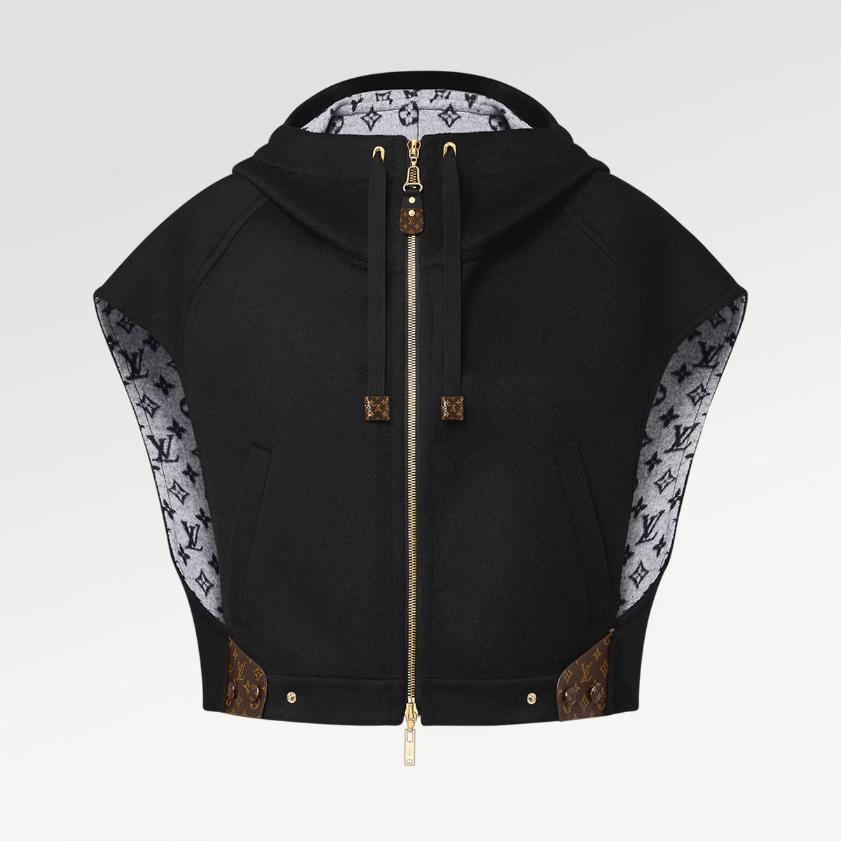 Louis Vuitton Women's Reversible Fall/winter Jacket Monogram Jacquard Lining Wool Short-length Drawstring Vest #82116A