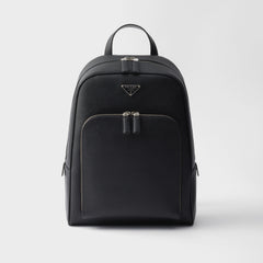 Prada Saffiano Classic Minimalist Business Backpack Printed Triangle Badge Adjustable Leather Shoulder Straps Two Way Zipper Closure Backpack  Bag Bags 2VZ102_9Z2_F0002_V_DOO #79175