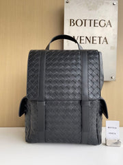 Bottega Veneta Back To School Men's Solid Color Flap Closure Woven Cowhide Leather Shoulder Bag Backpack Rucksack Bags #195225