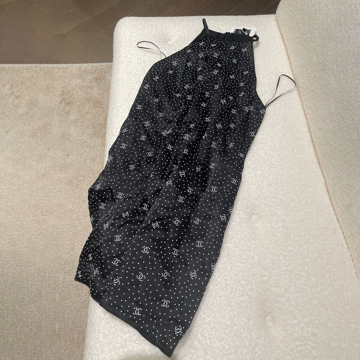 Chanel Women's Summer Black Letter Printed Silk Halter Dress #72961