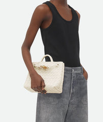 Bottega Veneta Andiamo Small Handbag Sea Salt White Crossbody Bag Woven Magnetic Clasp Tote Shoulder Bag Bags 743568VCPP12272 #196893