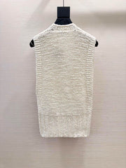 Dior Women's Summer Solid Color Slim V-Neck Pullover Knit Vest Top #73794