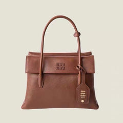 MiuMiu Jang Won-young Leather Double-sided flap Vintage handbag Shoulder bag bags #194095