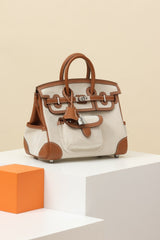 Hermes BK Women's Colorblocked Cowhide Handbag Metal Clasp Kelly Bag Bags Handbag Accessories Handcrafted Leather Bag From The Original Factory's Premium Custom Collection #76155
