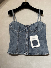 Chanel Women's Spring/Summer Casual Fashion Camellia Halter Denim Vest #78685