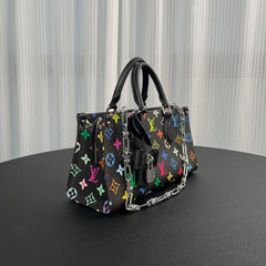 Louis Vuitton Lv X Tm Onthego East West Chain Women's Removable Shoulder Strap Zipper Closure Colorful Monogram Printed Printed Coated Canvas Leather Trimmed Shoulder Crossbody Bag Bags #75561