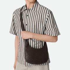 Bottega Veneta  Small Veneto Men's And Women's Fashionable Simple  Classic Checkered Weave Solid Color Leather Crossbody Bag And Handbag Bags 836918V5RI12816 #78345