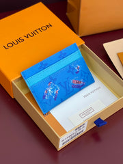 Louis Vuitton Double Men's Solid Color Logo Print Holiday Sports Series Leather Card Holder Wallet Bag Bags #77331