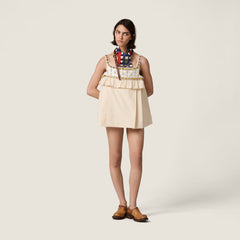 MiuMiu 2026 New Arrival Beaded Doll-style Dress Women's Spring/summer Fashion Youthful And Vibrant Embroidered Canvas Mini Skirt Dress Lady #197471