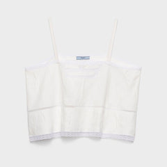 Prada Women's Spring/summer 2026 White Sun Collection Lightweight And Breathable White Lace Linen Sleeveless Tank Top Lady Vest #197033