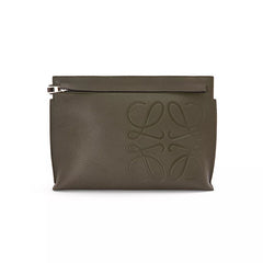 Loewe Grain Leather T Pouch Fashion Embossed Clutch Men's Understated Fashion Trendy Zipper Clutch Bags Bag #194730