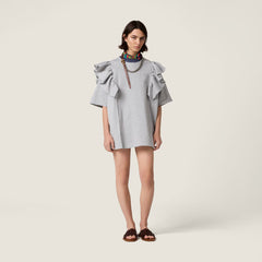 MiuMiu Women's Spring/summer Cotton Pleated Ruffled Dress Fashionable Casual Short Mini Dress Dresses Lady #196416