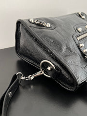 Balenciaga Men's And Women's Solid Color Zipper Closure Adjustable Detachable Shoulder Strap Goatskin Shoulder Handbag Bag Bags #75368