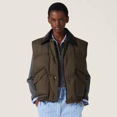 MiuMiu Women's Fall/Winter Fashion Casual Lapel Single Button Waist Tapered Sleeveless Down Vest #79337