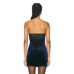 Alex Perry Women's Spring And Summer Rhinestone Bustier Short Dress Gorgeous Sparkling Simple Elegant Fashion Temperament Sexy Slim Mini Dresses Ngvp #1117
